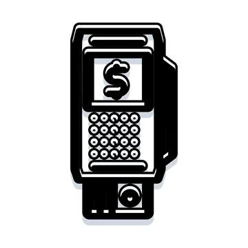 Point of sale terminal processing dollar payment transaction 库存插图