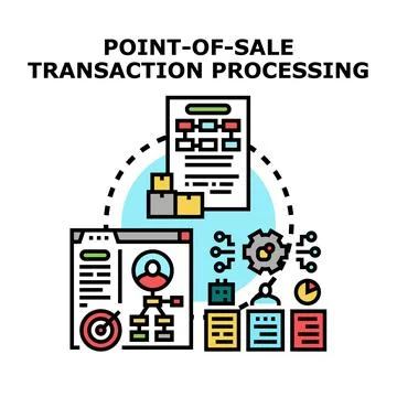 Point of sale transaction processing managing inventory and data Stock Illustration