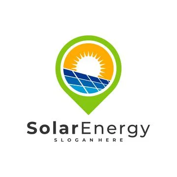 Point Solar logo vector template, Creative Solar panel energy logo design con Stock Illustration