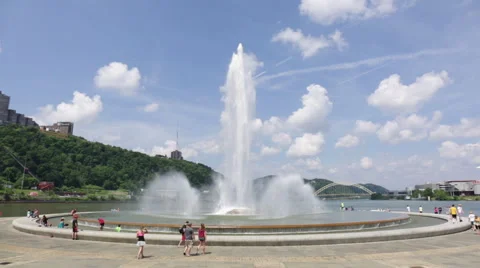 Point State Park Fountain in the summer Stock Footage 64894591