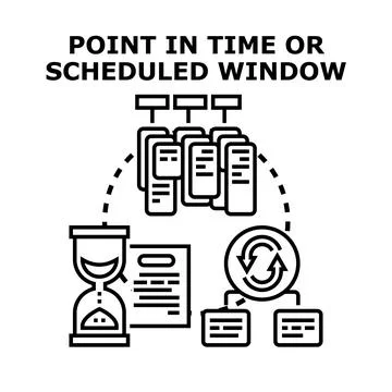 Point in time or scheduled window data management Stock Illustration
