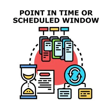 Point in time or scheduled window data management Stock Illustration
