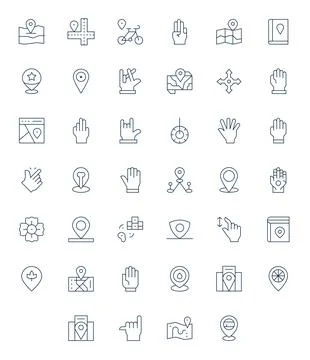 Point Vector Icon Repository containing 40 Thin Line Retina Ready Grid Fitt.. Stock Illustration