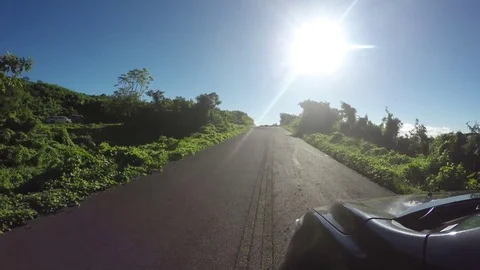 Point Of View Of A Black Car Driving Along A Countryside Road  Stock-Footage 83927689