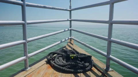 Point of view of boat bow during sailing tour in the Sea of Galilee in Israel Stock Footage 325451570
