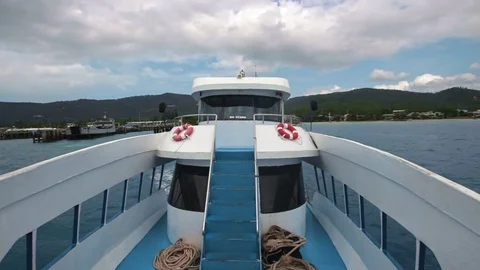 Point of view on a boat front part with cabin (POV, FPV) Stock Footage 71031746