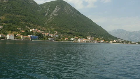 Point of view boat going forward on sea bay, marine landscape . Surfing on  boat Stock Footage 104596385