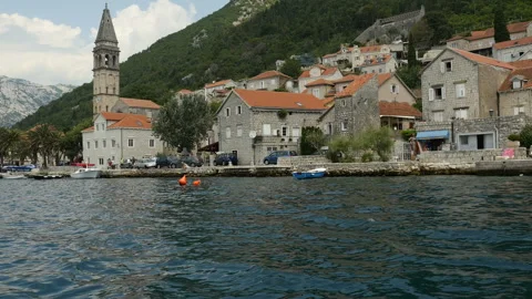 Point of view, boat moving along city shore, marine landscape. Surfing on  boat 스톡 동영상 104596873