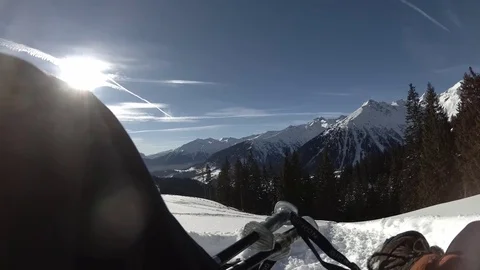 Point of View Bobsleigh in the Fresh Snow, Ultental, Trentino, Italy Stock Footage 83992035