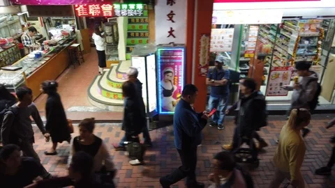 Point of view of a bus rushing through Kowloon, Hong Kong at night. Stock Footage 102813403