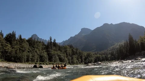 Point-of-view camera of rafting the Skykomish River, Washington, USA. Stock Footage 99667859