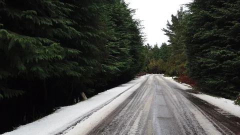 Point of view of a car driver progressing through a winter road in Poiso Stock Footage 121632504