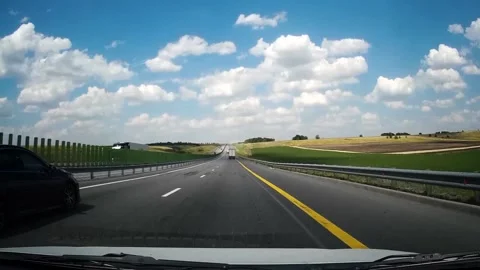Point of View of Car Driving High Speed On The Open Road Fast Car. Fast car Stock Footage 204948477