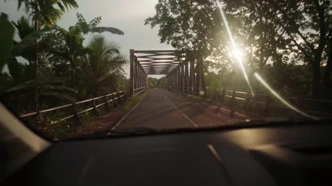 Point of View from Car Driving Through a Bridge Stock Footage 203985890