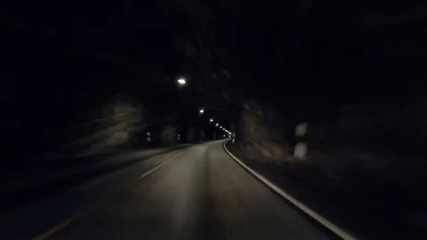 Point of view car driving in a tunnel Stock Footage 103045298