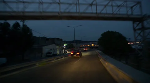 Point Of View From Car Looking at The Sidewalk and Ocean In Greece Stock Footage 25060231