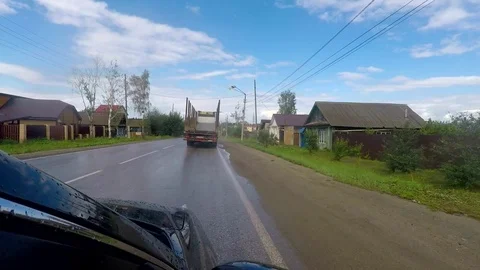 A point of view drive through the Russian village, Russia traffic HD Stock Footage 78661378
