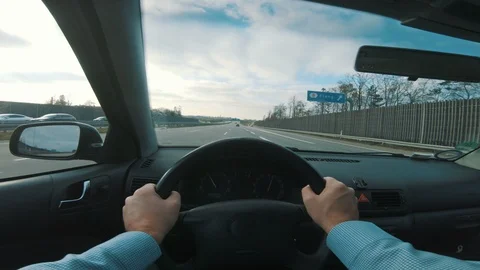 Point of view of driver going fast on the freeway Stock Footage 98649886