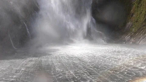 Point of view driving with a boat into a waterfall Video stock 106575530