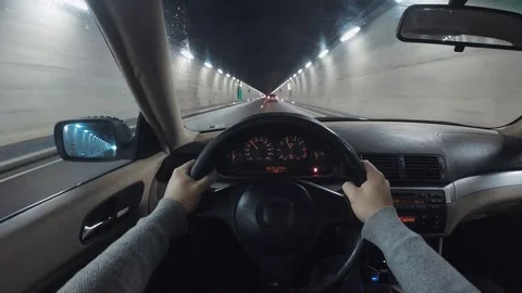 Point of view driving a car in a tunnel Stock Footage 86529400