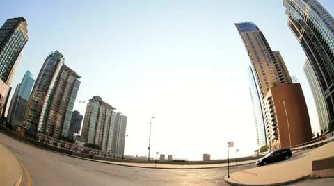 Point of view driving city traffic, Chicago, USA Stock Footage