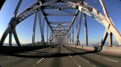 Point-of-View Driving Metalled Road Bridge Stock Footage 632490