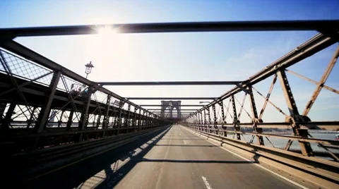 Point of View driving over the Brooklyn Bridge, New York USA Video stock 7729891
