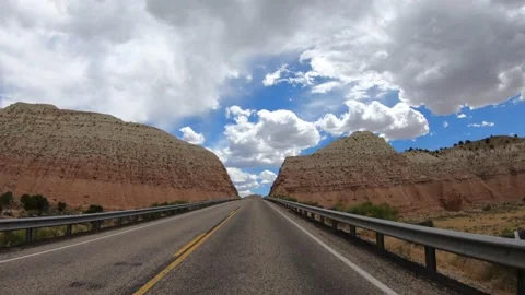 Point of View Driving Scenic Byway 12, Southern Utah Stock Footage 141233103