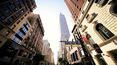 Point of View driving towards the Empire State Building, NY, North America, USA Stock Footage 7729200