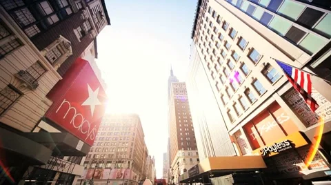 Point of View driving towards Empire State Building, NY, North America, USA Stock Footage 7729555