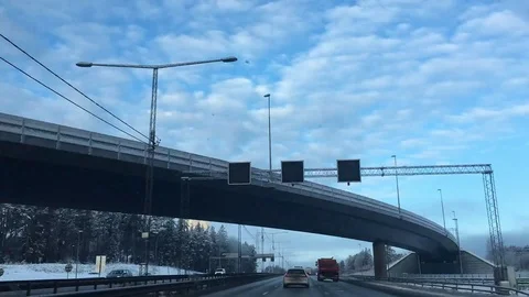 Point of View Driving in Winter on National Road Stock Footage 102585056