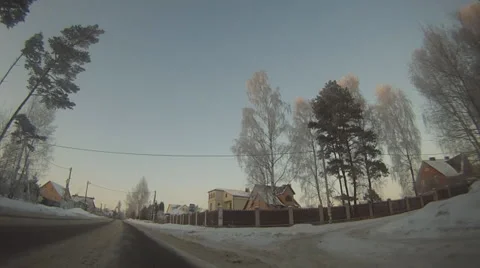 Point of view driving on winter road Stock Footage 47385090