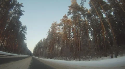 Point of view driving on winter road. Stock Footage 47385101
