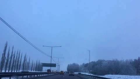 Point of view driving on winter road, Stockholm , Sweden Video stock 102585074