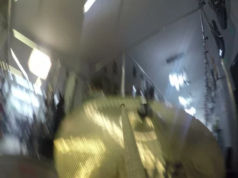 Point of view of a Drum cymbal hit - closeup detail shot Stock Footage 69942524