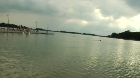 Point of view of a drunken man who goes swimming Stock Footage 39477638