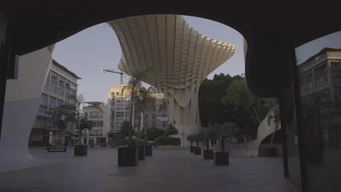 Point Of View of Empty Public Square in Seville, Spain Stock Footage 134609344