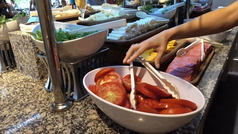 Point of view, first-person view, the camera looks at rows of fresh cheese of Stock Footage 93434007