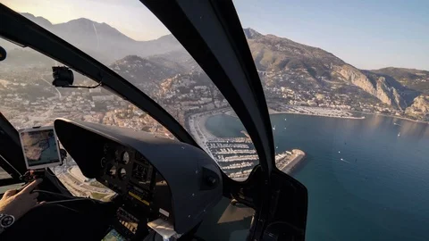 Point of view flying a helicopter in Monte Carlo Monaco French Riviera France Video stock 95632798