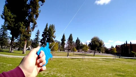Point of View Flying Kites on a sunny day at the park 01 Stock Footage 149089321