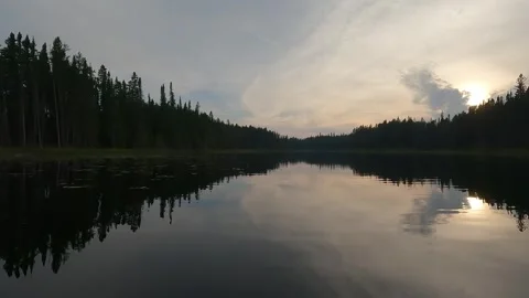 Point of view from the front of a canoe drifting forwards on a calm river that i Stock Footage 275534170