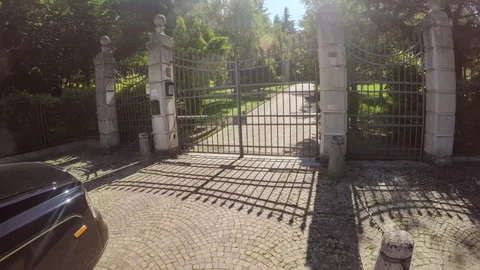 Point of view getting in a Rolls Royce Phantom on a country road vineyard Italy Video stock 98238545