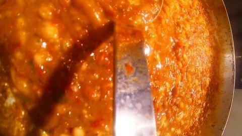Point of view gopro, mix the vegetable soup in kitchen Video stock 76389783