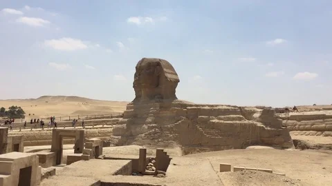 A point of view of the Great Sphinx of Giza, a mythical creature with the body Stock Footage 78154883