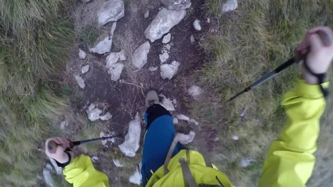 Point of view: Hiker on trail Stock Footage 82457907