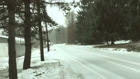 Point of View of a Ice Covered Rural Road Stock-Footage 154384900