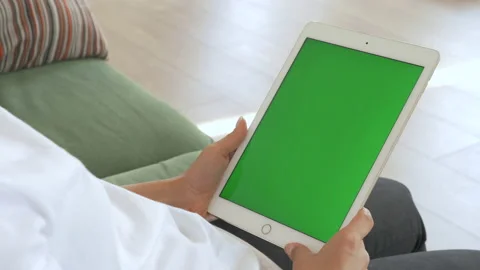 Point of View of Indian Woman Using Hand Gestures on Green Mock-up Screen Stock Footage 141008533