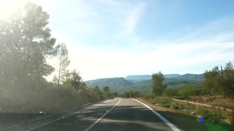 Point of view from inside a car on a road Stock Footage 262963369