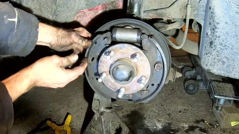 A Point of View of Installing a Drum Brake Spring Stock-Footage 167803361