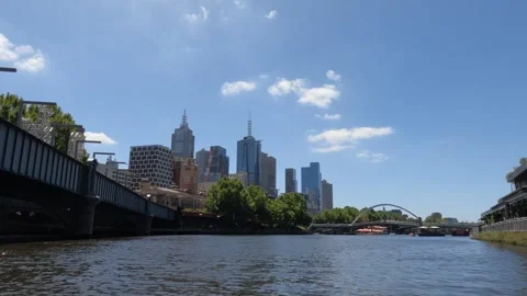 Point of view kayaking through Melbourne city centre, Australia Stock Footage 273836336
